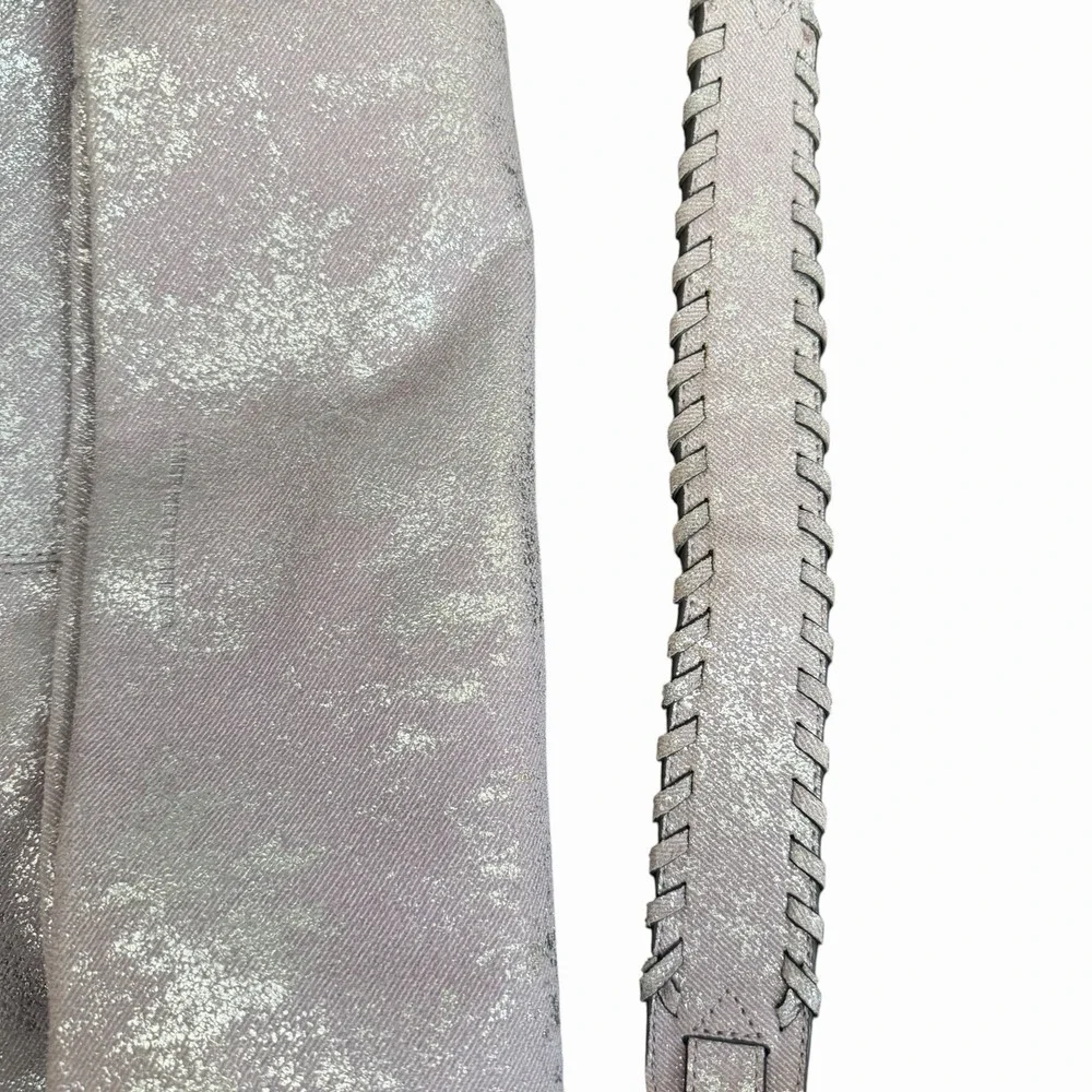 Aimee Kestenberg Bali Hobo Bag Purse Double Entry Lamb Leather Lavender Denim